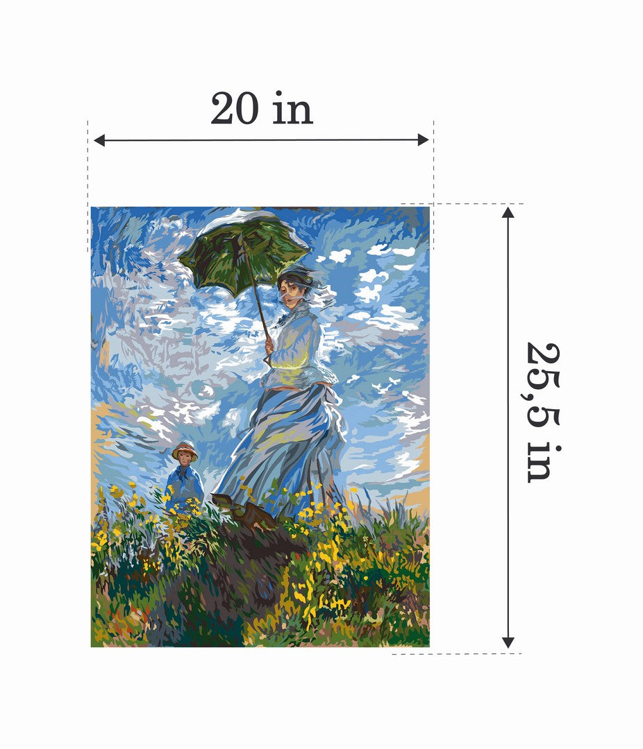 Needlepoint canvas for halfstitch without yarn The Woman With A Parasol By Monnet MRC15243 Margot de Paris Printed Tapestry Canvas