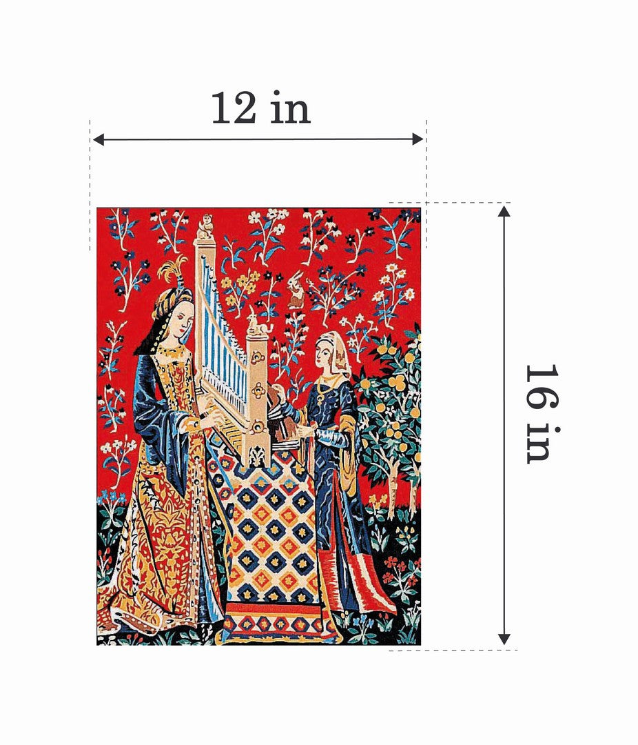 Needlepoint canvas for halfstitch without yarn Lady Unicorn Hearing MRC1531137 Margot de Paris Printed Tapestry Canvas