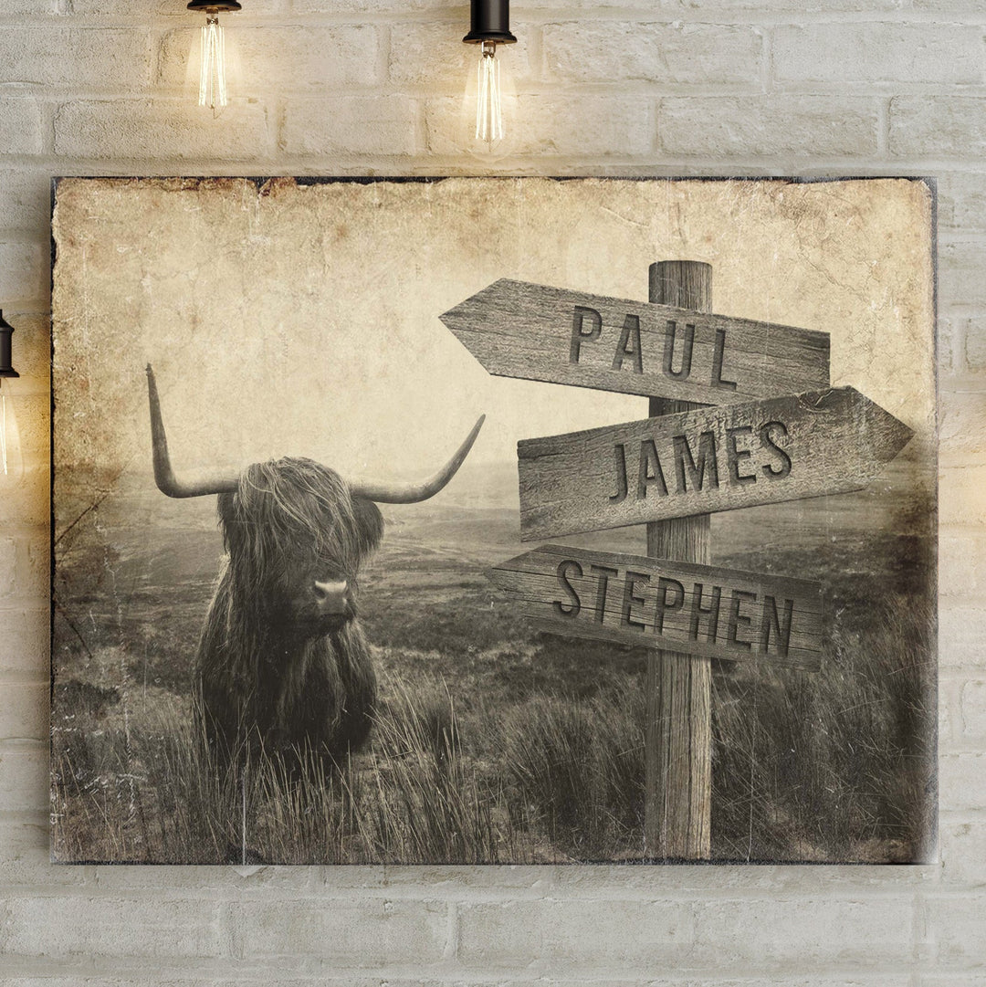 Highland Cow Rustic Sign