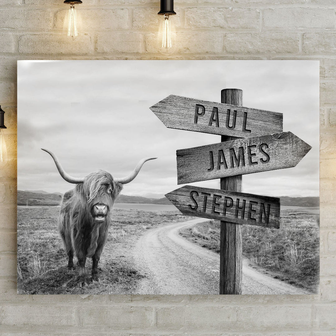 Highland Cow Rustic Sign
