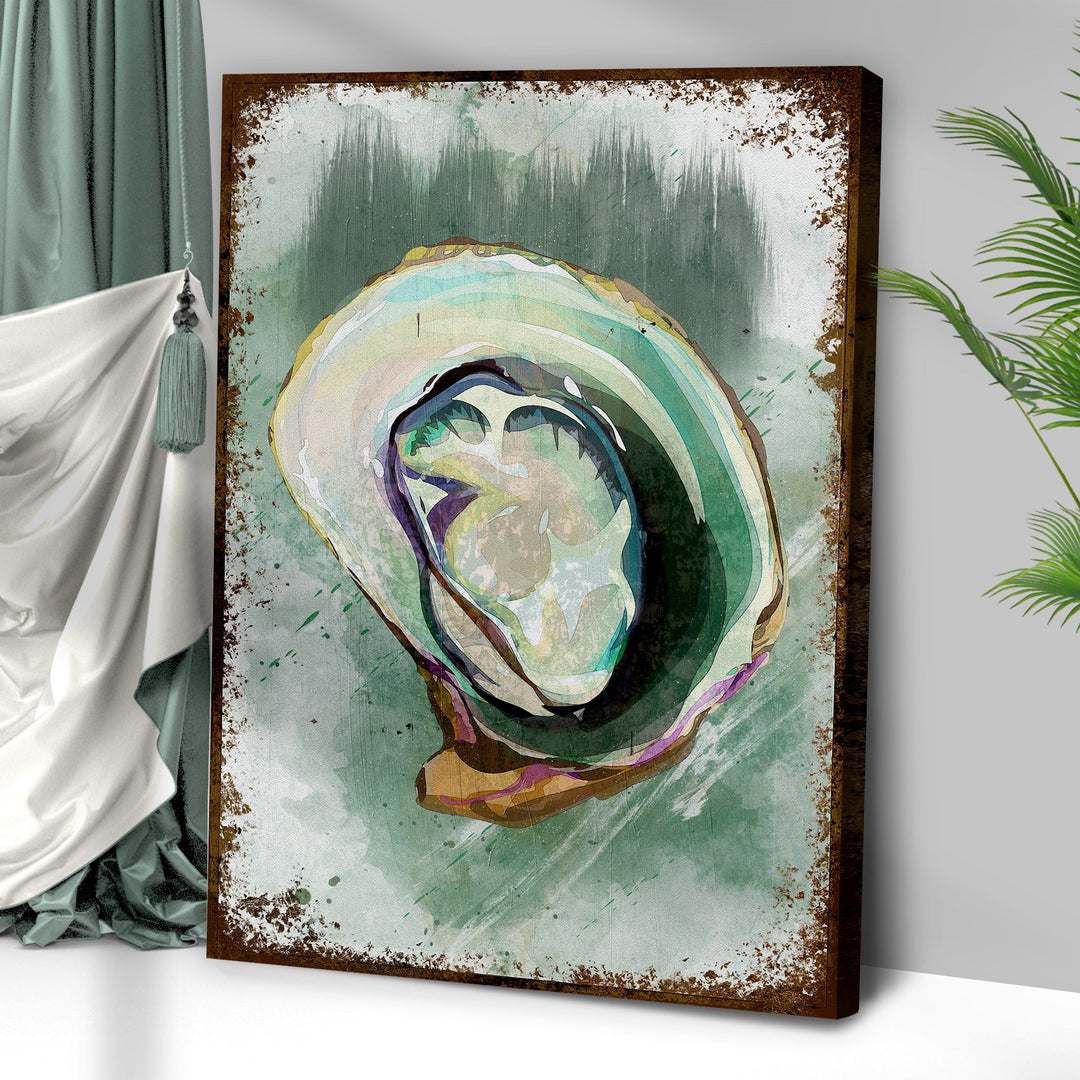 Oyster Shell Abstract Portrait Canvas Wall Art