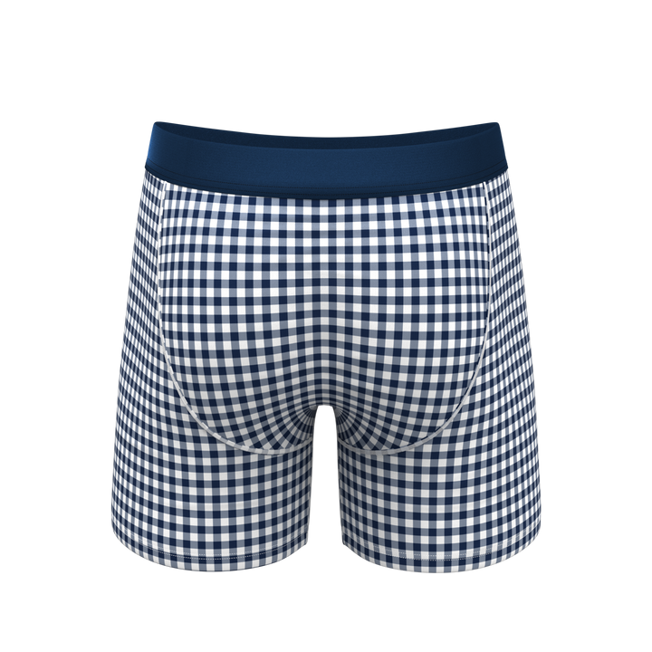 The Mad For Plaid | Navy Gingham Ball Hammock® Pouch Underwear With Fly