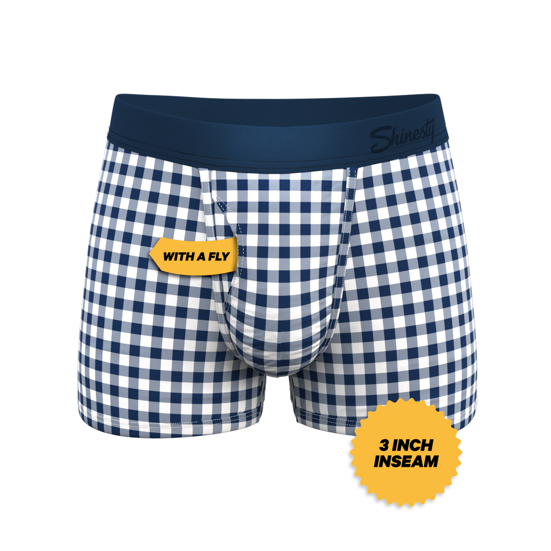 The Mad For Plaid | Navy Gingham Ball Hammock® Pouch Trunks Underwear