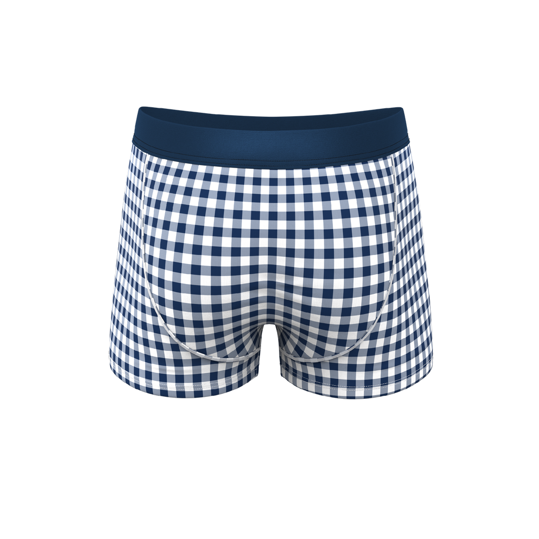 The Mad For Plaid | Navy Gingham Ball Hammock® Pouch Trunks Underwear