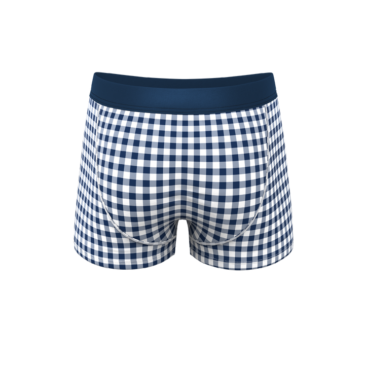 The Mad For Plaid | Navy Gingham Ball Hammock® Pouch Trunks Underwear