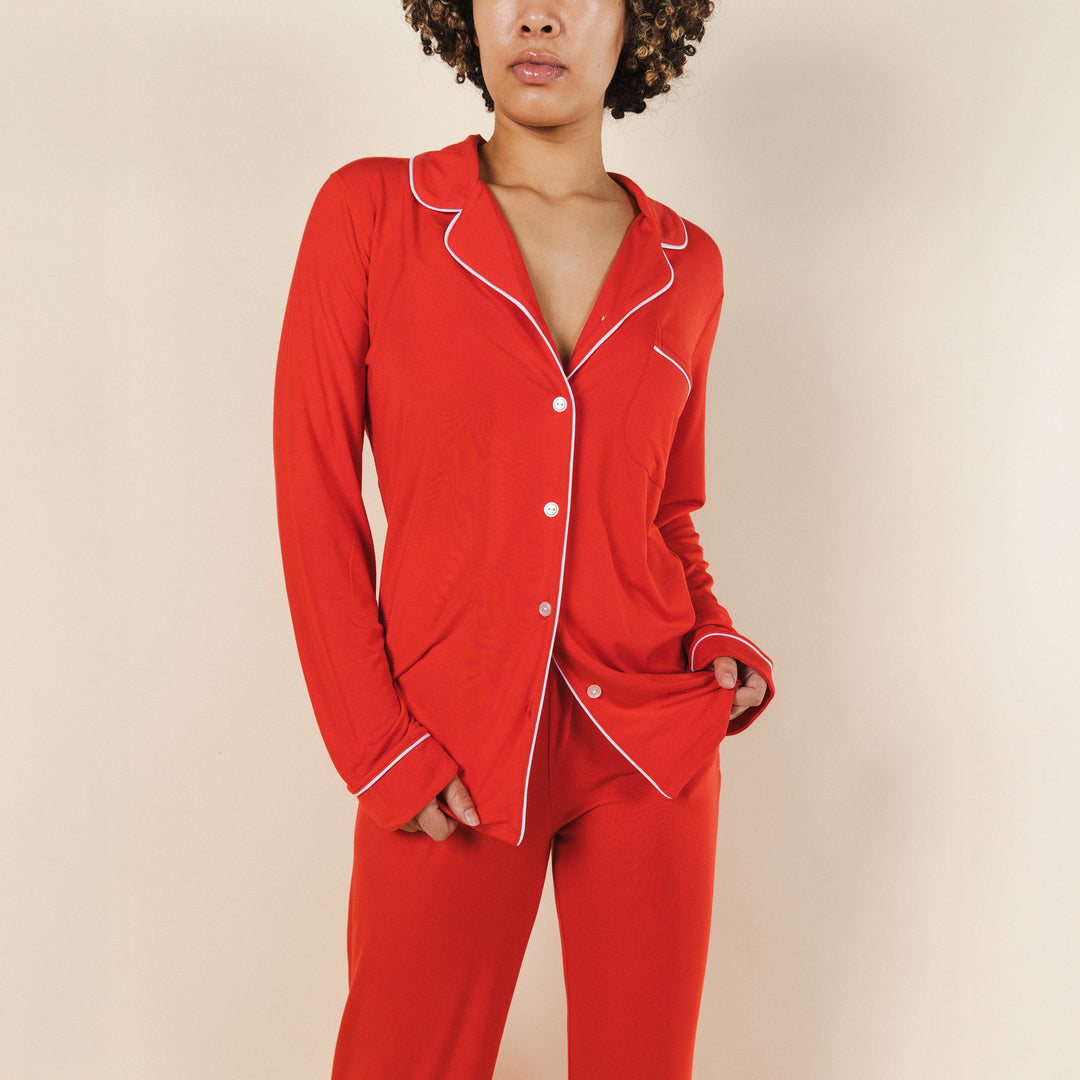 The Maraschino | Flame Scarlet Red SleepDeep™ Women’s Long Sleeve Pajama Set