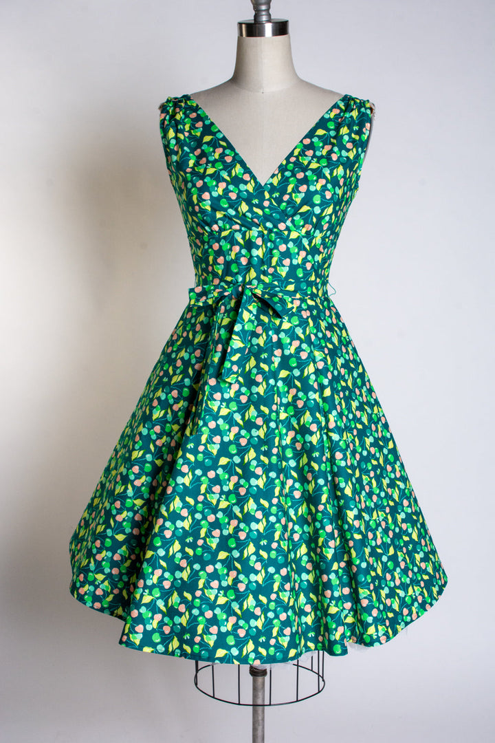 Marie Dress - Green Cherries *sale