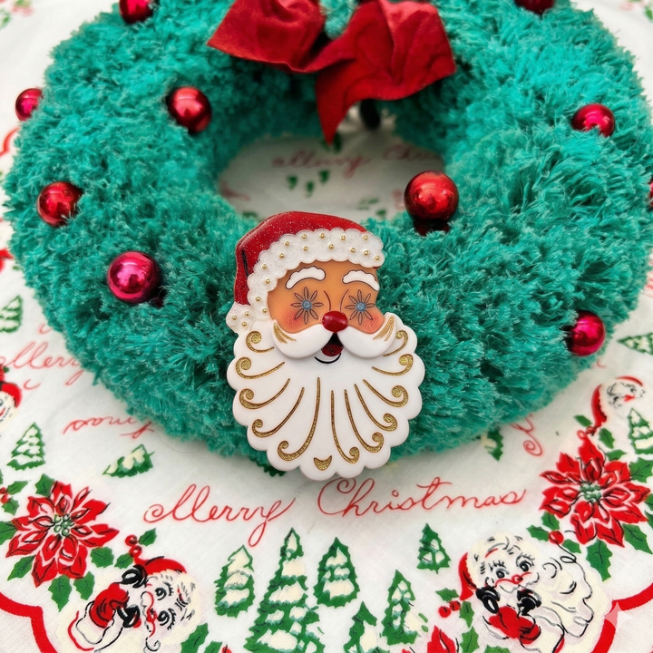 Starry Eyed Santa Brooch by 50's Vintage Dame x Lipstick & Chrome
