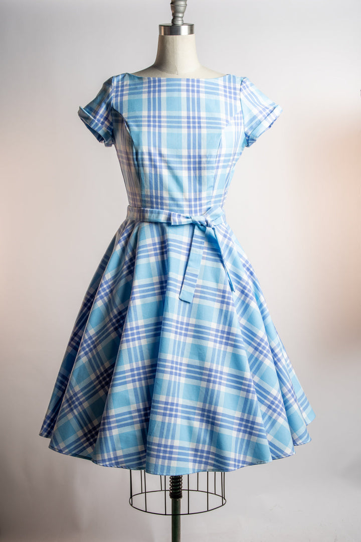 Melody Dress - Light Blue Plaid