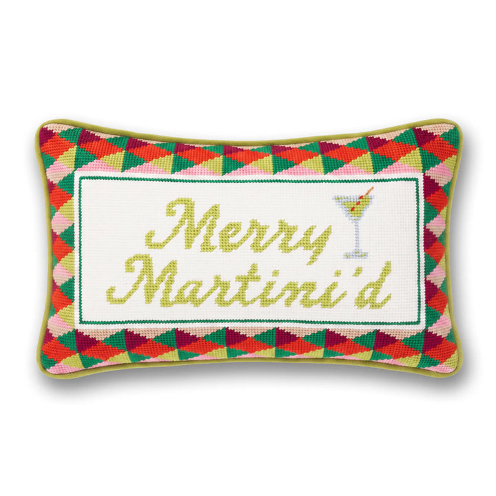 Merry Tini'd Needlepoint Pillow