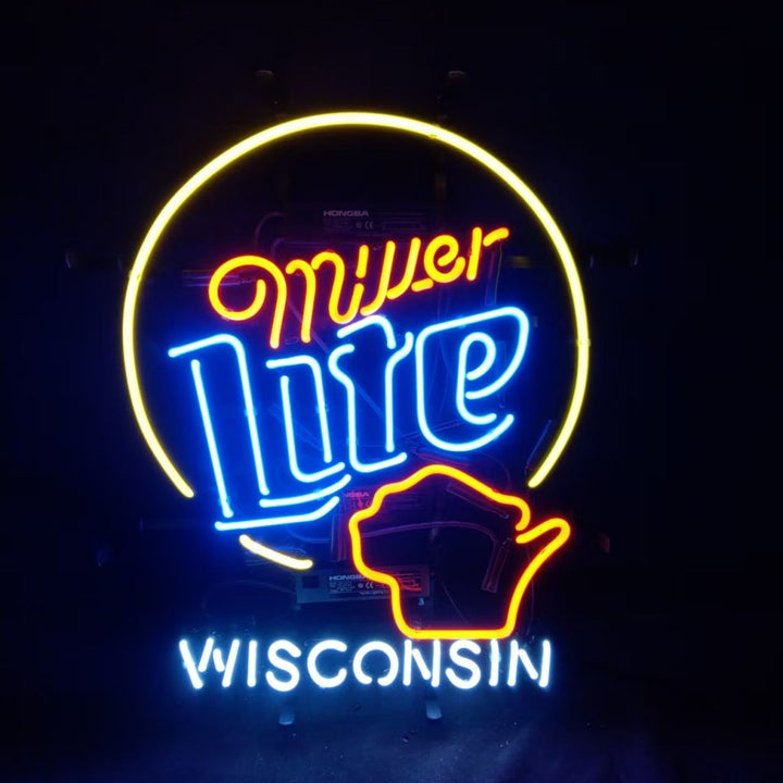 Miller Lite &Wisconsin State Neon Signs