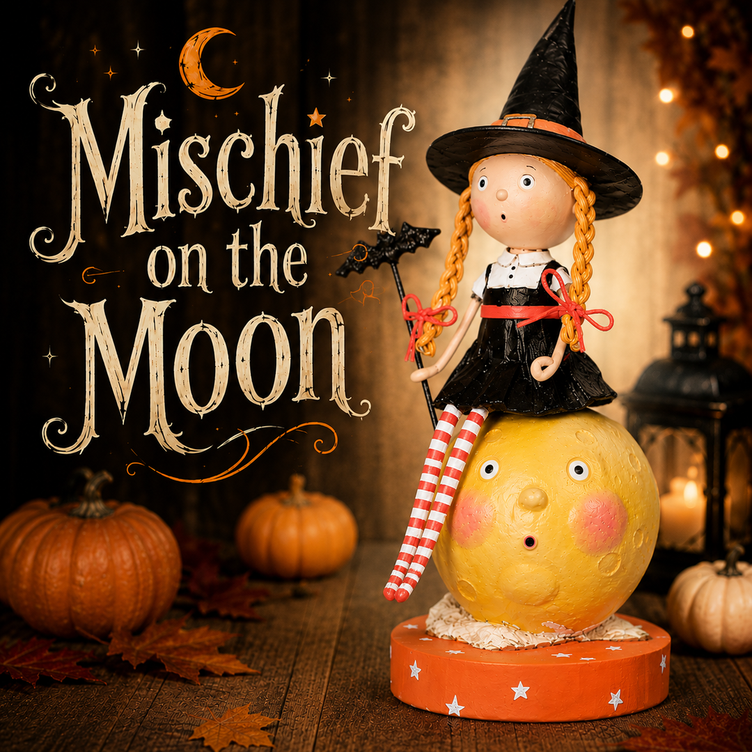 Mischief on the Moon Halloween Figurine by Lori Mitchell
