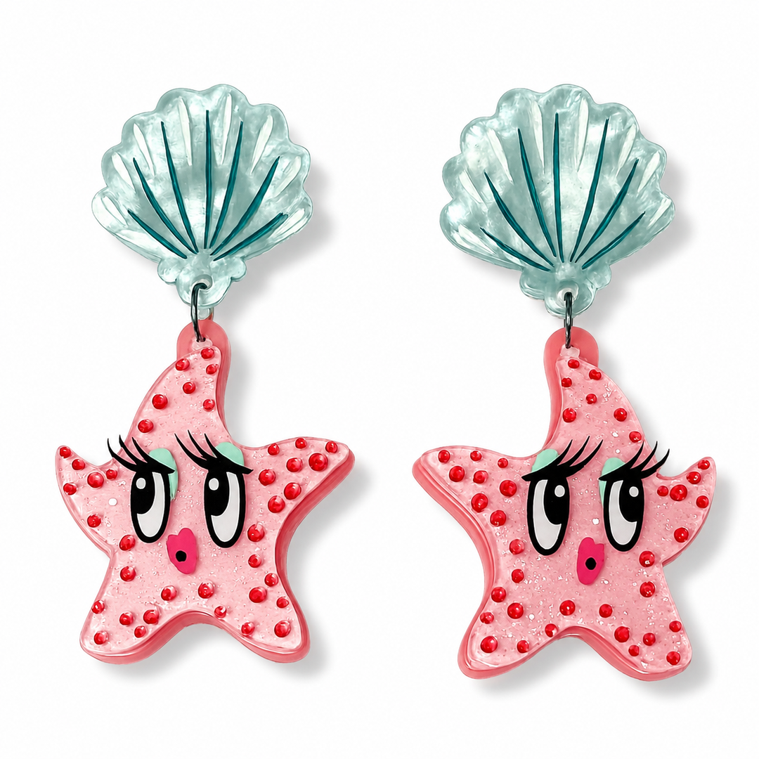 Miss fluff starfish starlet acrylic earrings by Lipstick and Chrome