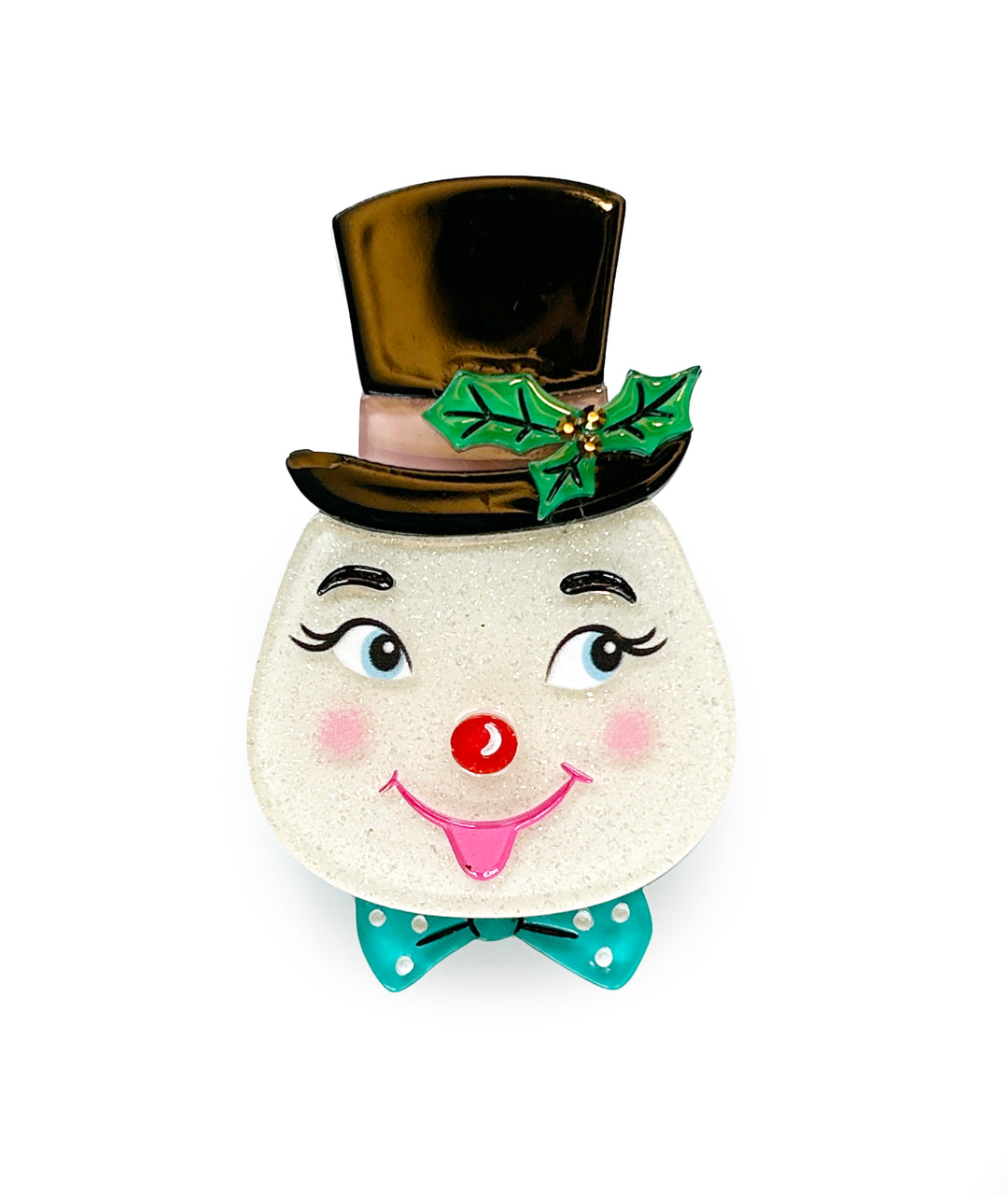 Mister Merry Brooch by 50's Vintage Dame and Lipstick and Chrome. Holiday Frosty the Snowman pin.