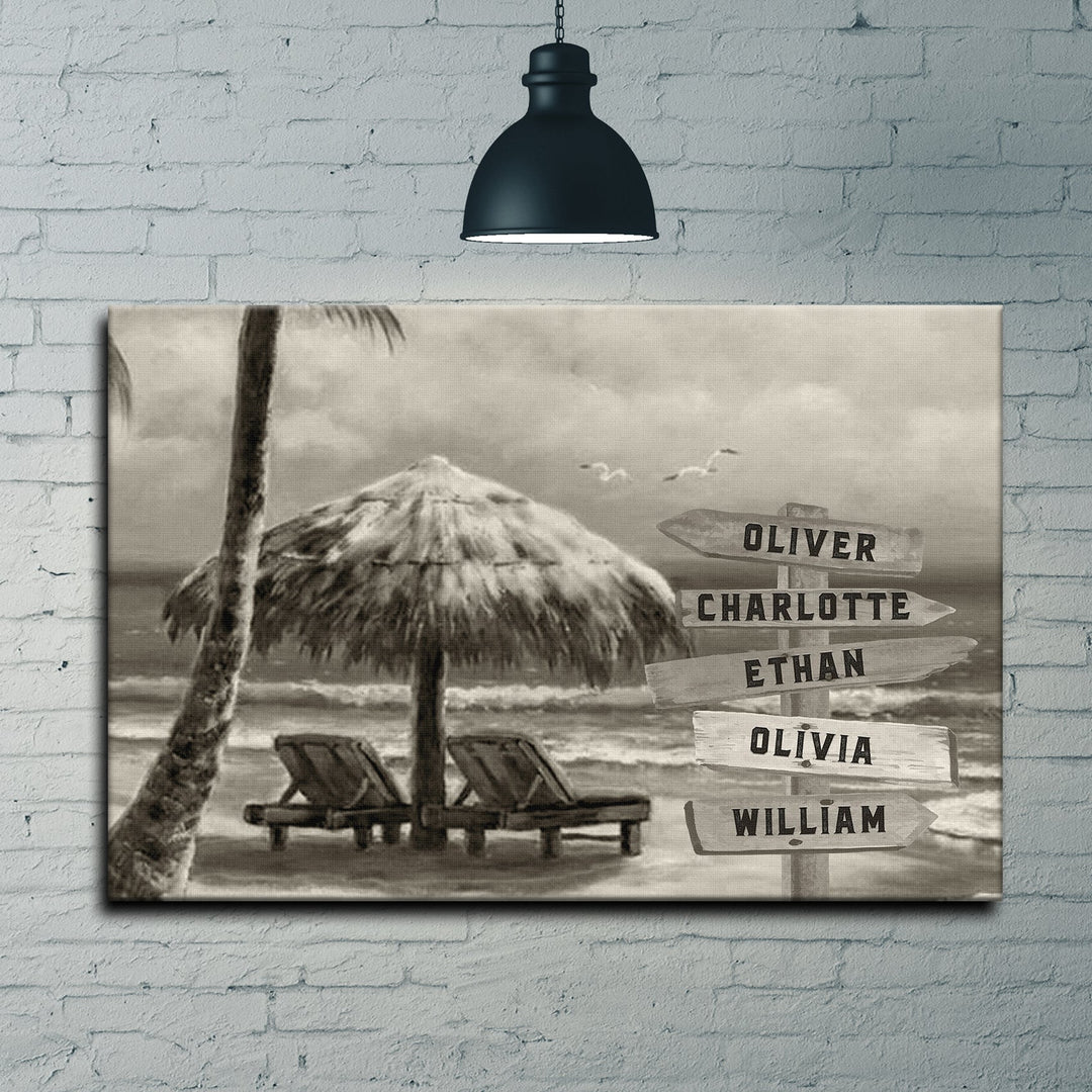 Monochrome Beach Name Sign