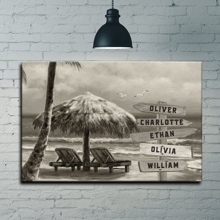 Monochrome Beach Name Sign
