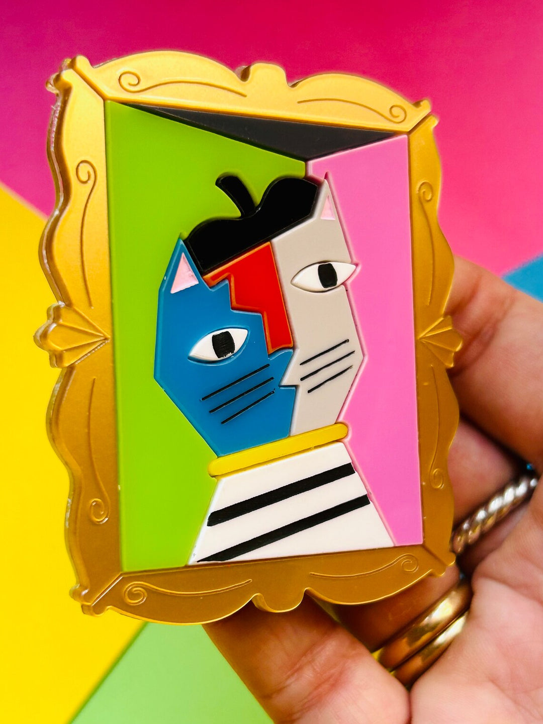 Modern Art / Cubism Art Style Cat Acrylic Brooch by Makokot Design