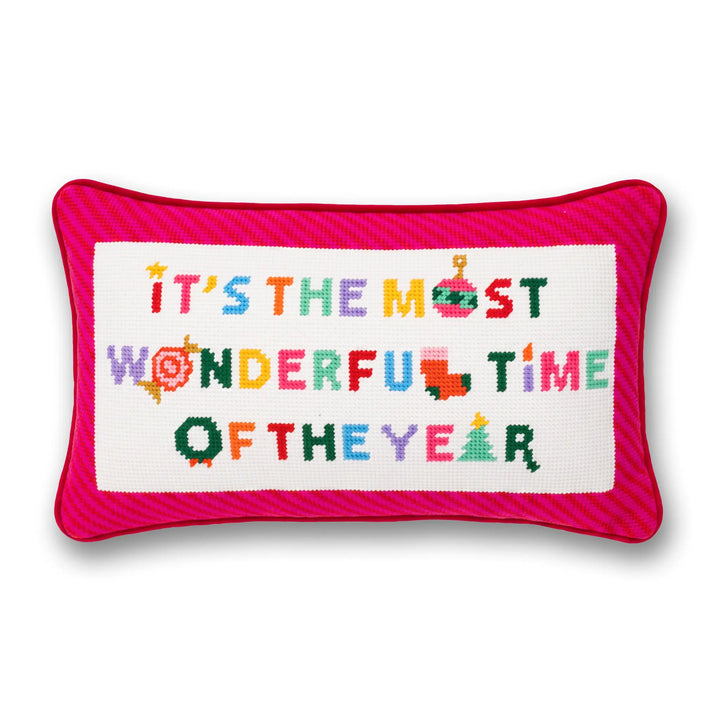 Most Wonderful Time Needlepoint Pillow