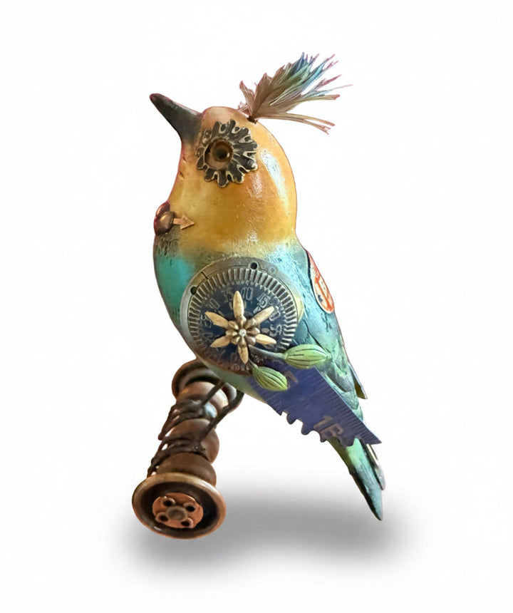 Mullanium Handmade Steampunk Bird Sculpture
Signed by Jim & Tori Mullan
5.5 Inches Tall