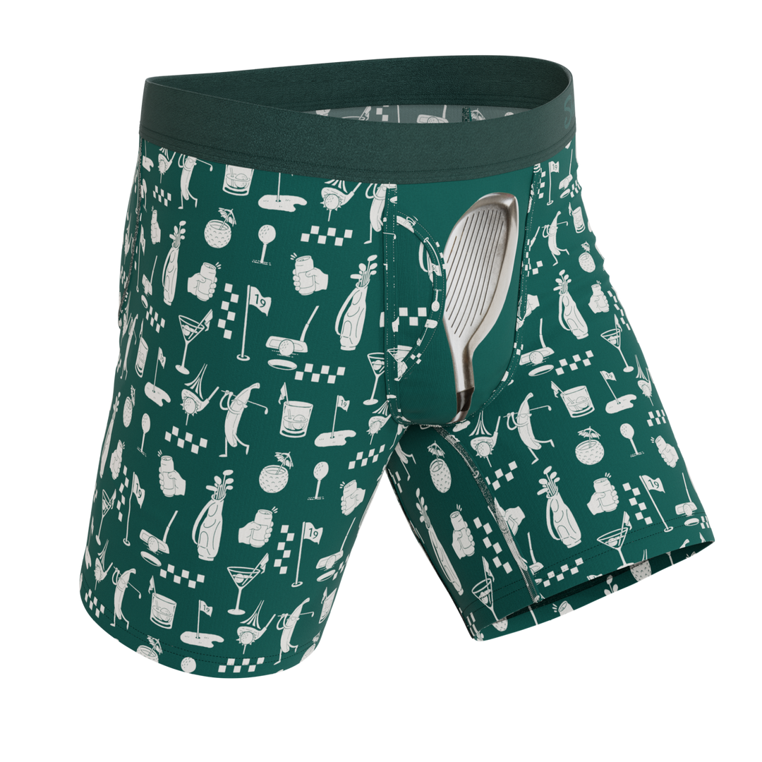 The Mulligan | Green Golf Long Leg Ball Hammock® Pouch Underwear With Fly