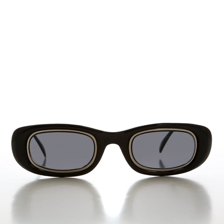 Metal Inlay Rectangular Vintage Sunglasses - Neville