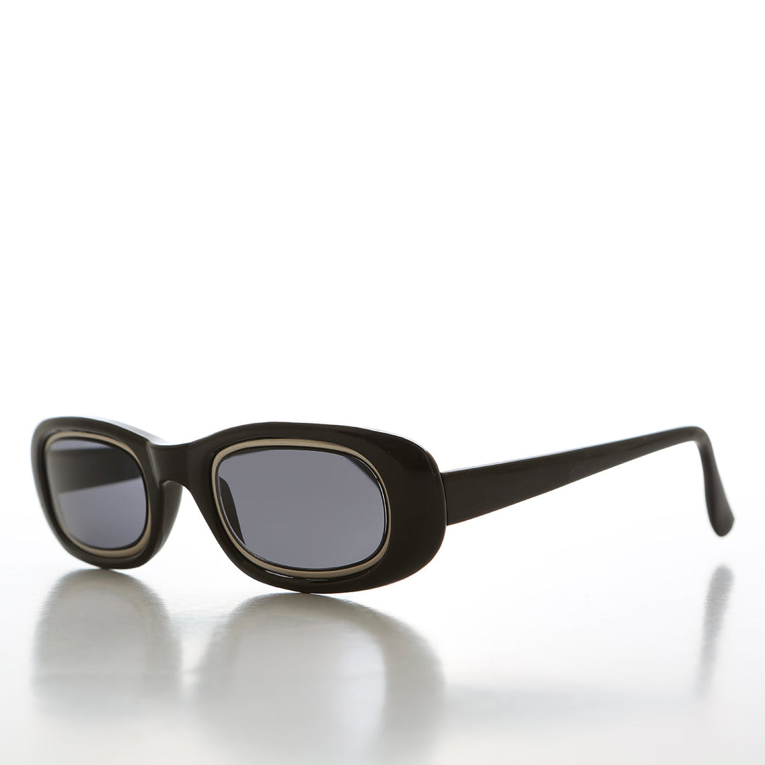 Metal Inlay Rectangular Vintage Sunglasses - Neville