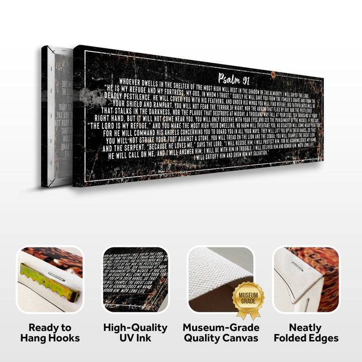 Psalm 91: 'He Is My Refuge' Sign - Inspirational Christian Wall Art for living room, religious decor