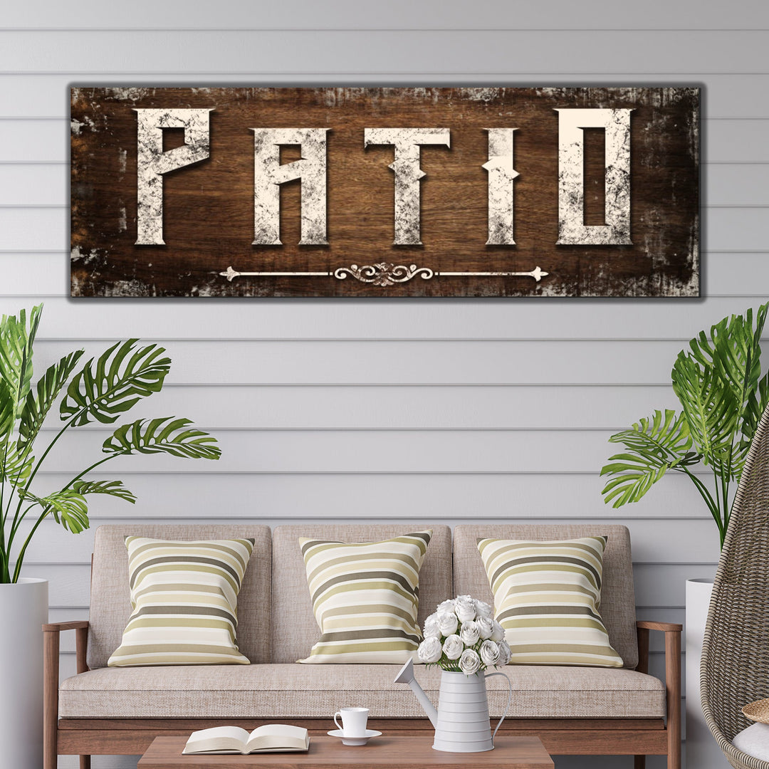 Distressed White Patio Sign