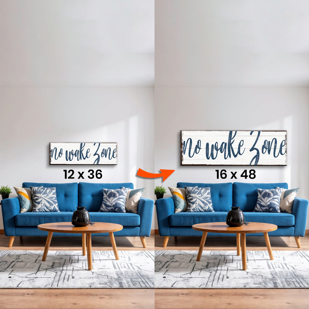 Upgrade Your 36x12 Inches Canvas 'No Wake Zone Sign XV' To 48x16 Inches Canvas