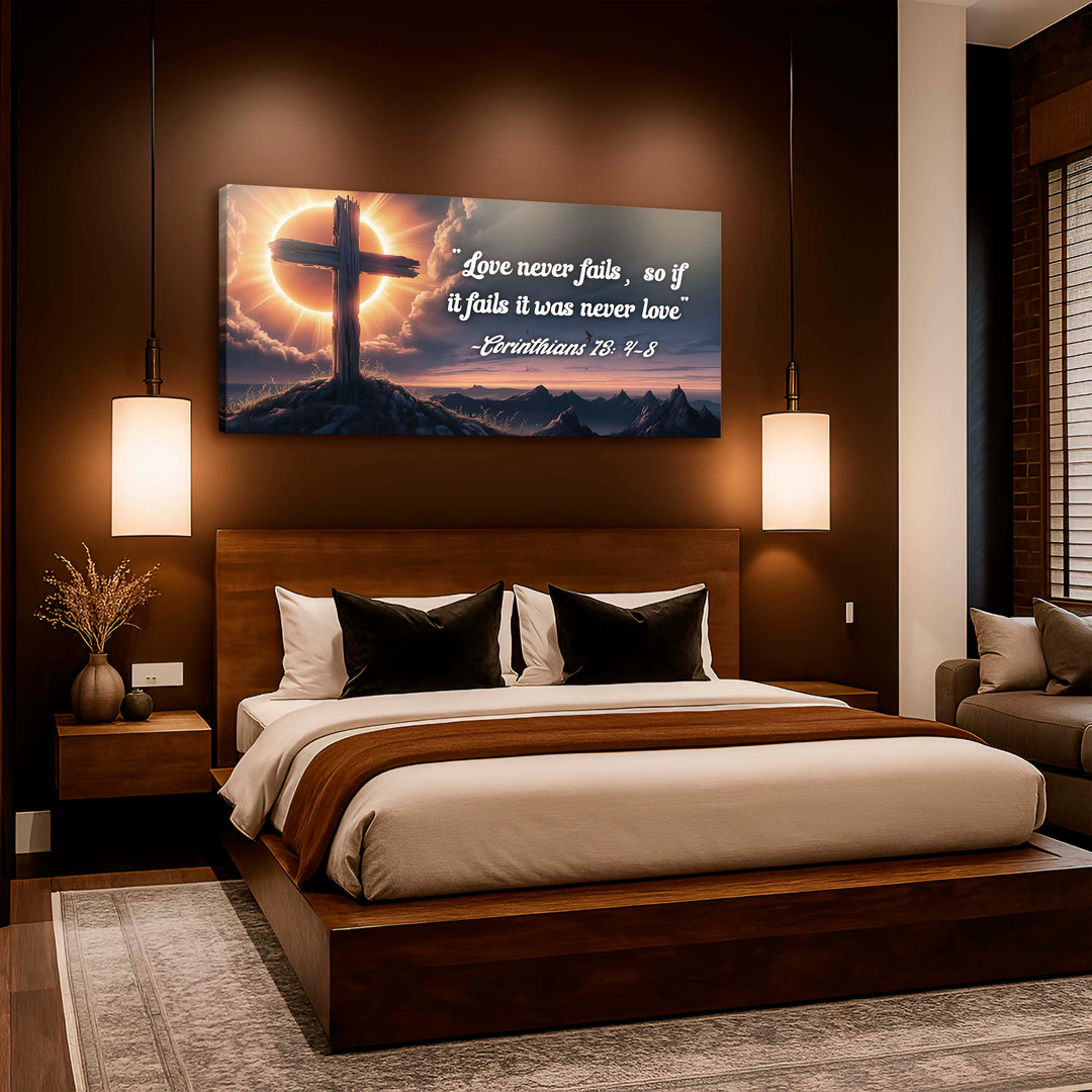 Corinthians 13:4-8 - Love Never Fails Faith Sign