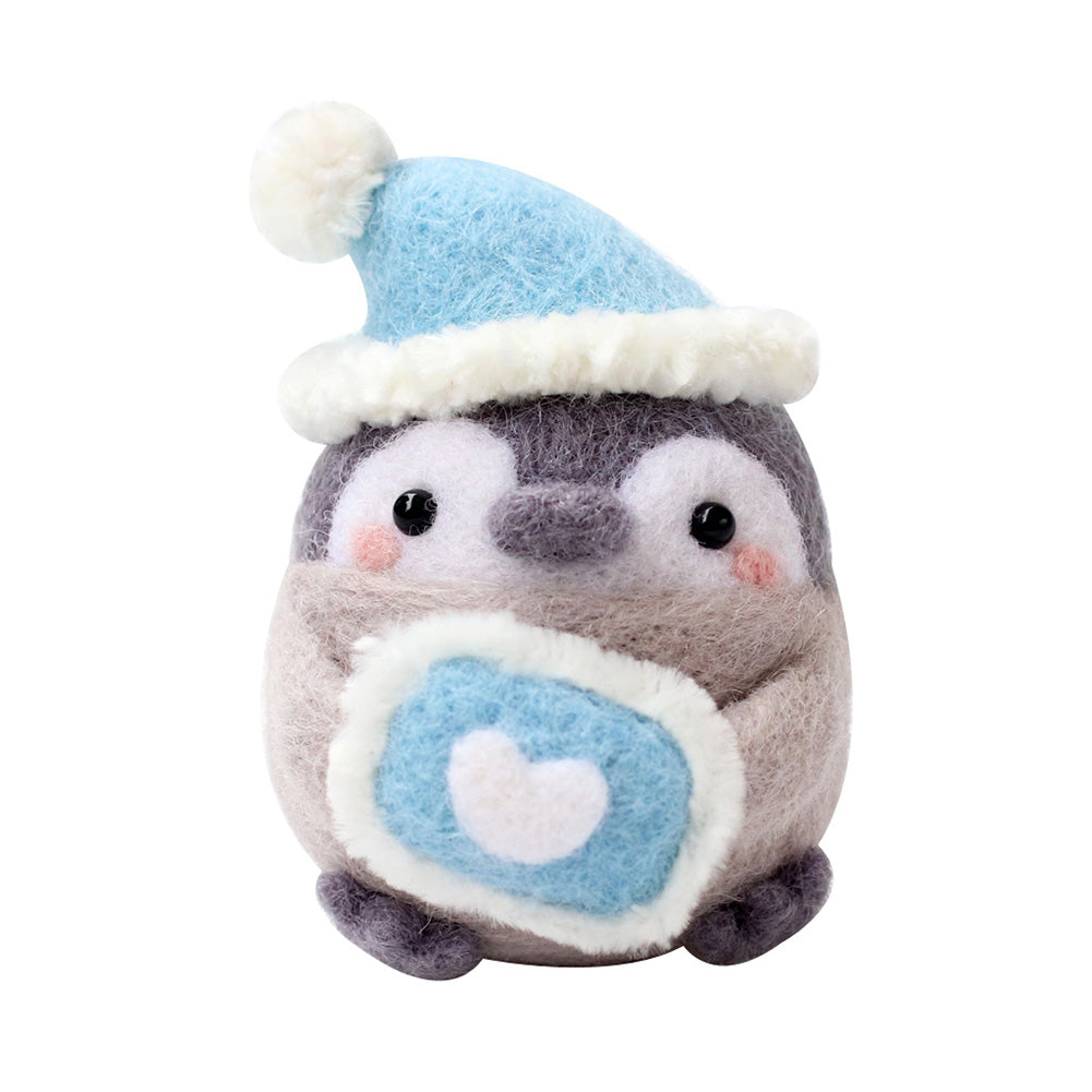 Sleepy Penguin Needle Felting Kit. Wizardi DIY Wool Craft Kit F07N8-W115
