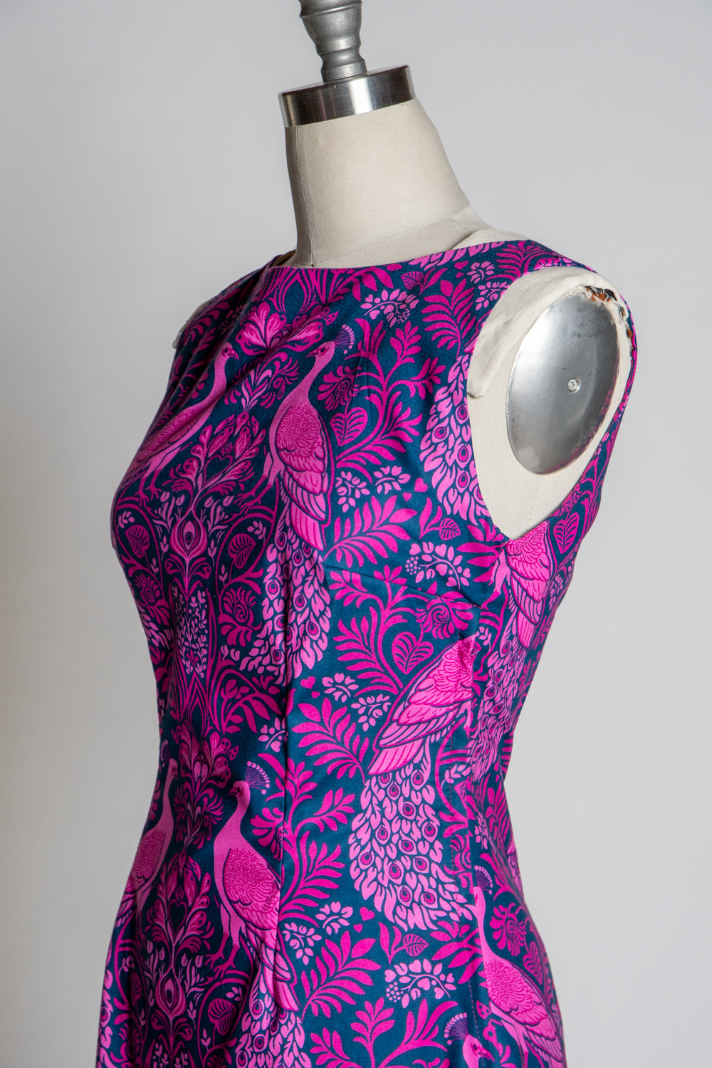 Nancy Shift Dress - Peacock Damask, Pink