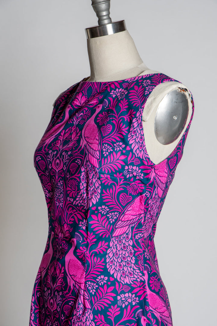 Nancy Shift Dress - Peacock Damask, Pink