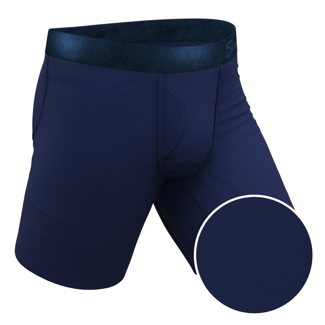 The Navy Jones | Tonal Navy Long Leg Ball Hammock® Pouch Underwear With Fly