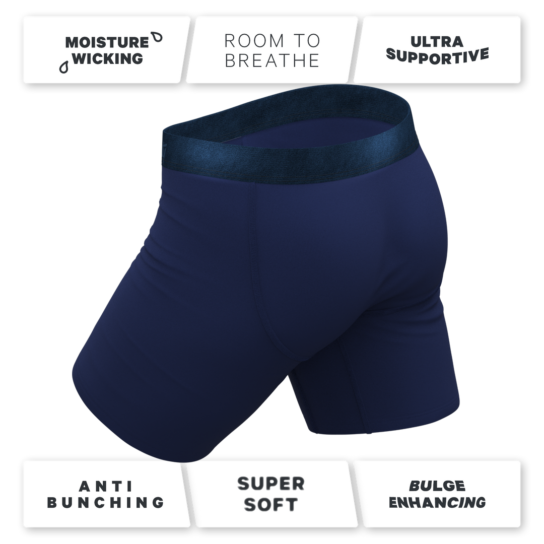 The Navy Jones | Tonal Navy Long Leg Ball Hammock® Pouch Underwear With Fly