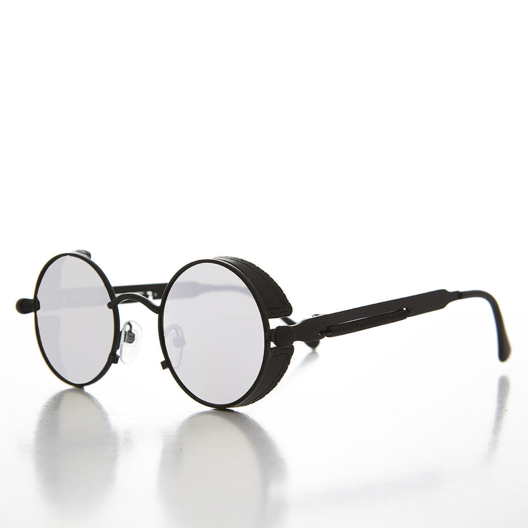 Round Steampunk Goggle Sunglass with Mirror Lenses - Orwell 3