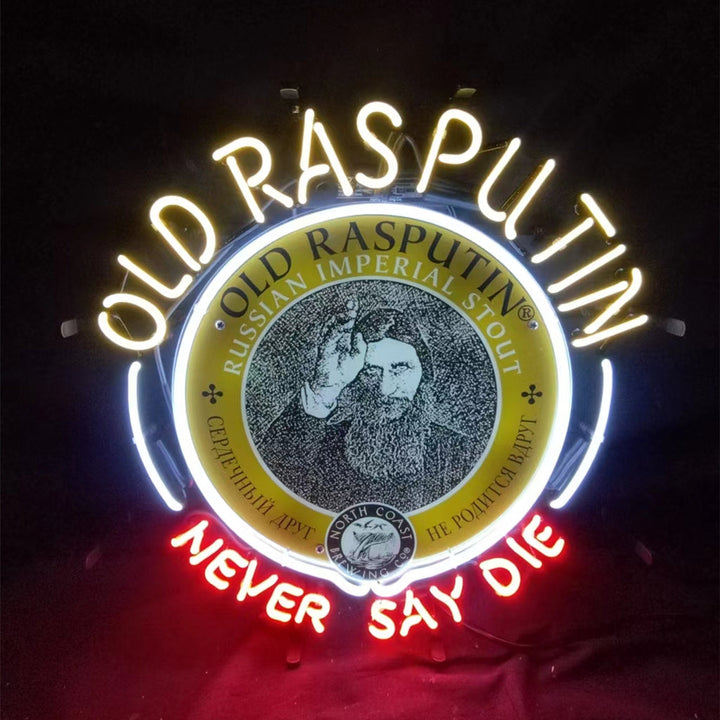 Old Rasputin Never Say die Neon Light Sign