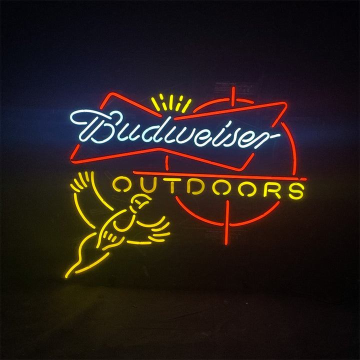 Outdoors Pheasant Budweiser with Crown Neon Light Sign