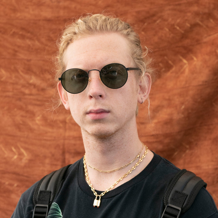 Classic Round Preppy Vintage Sunglass with Glass Lens - Logan