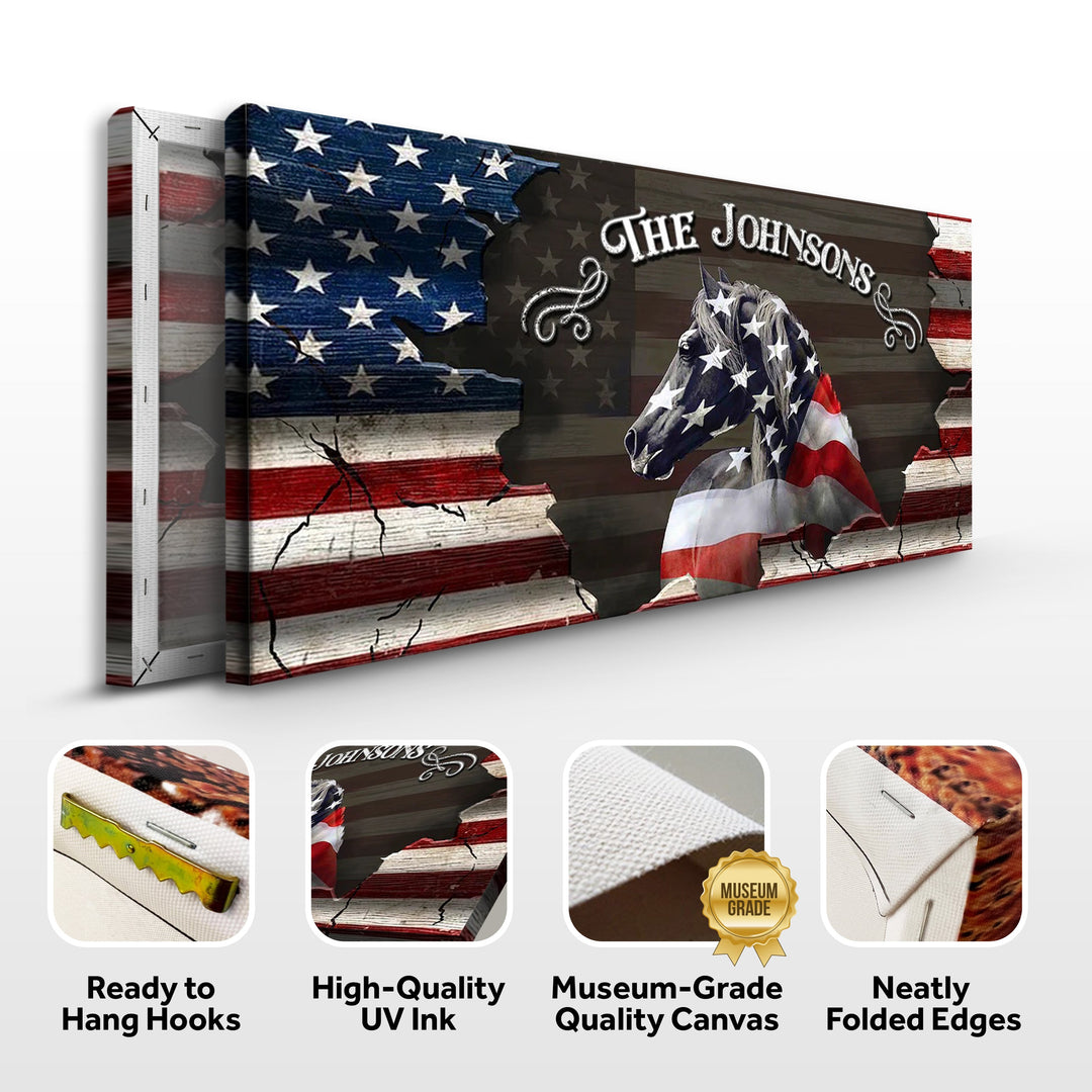 Family Name Sign - American Horse Wall Art