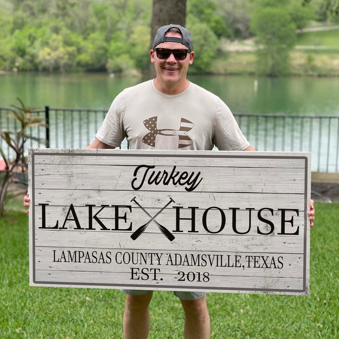 Family Lake House Paddle Sign