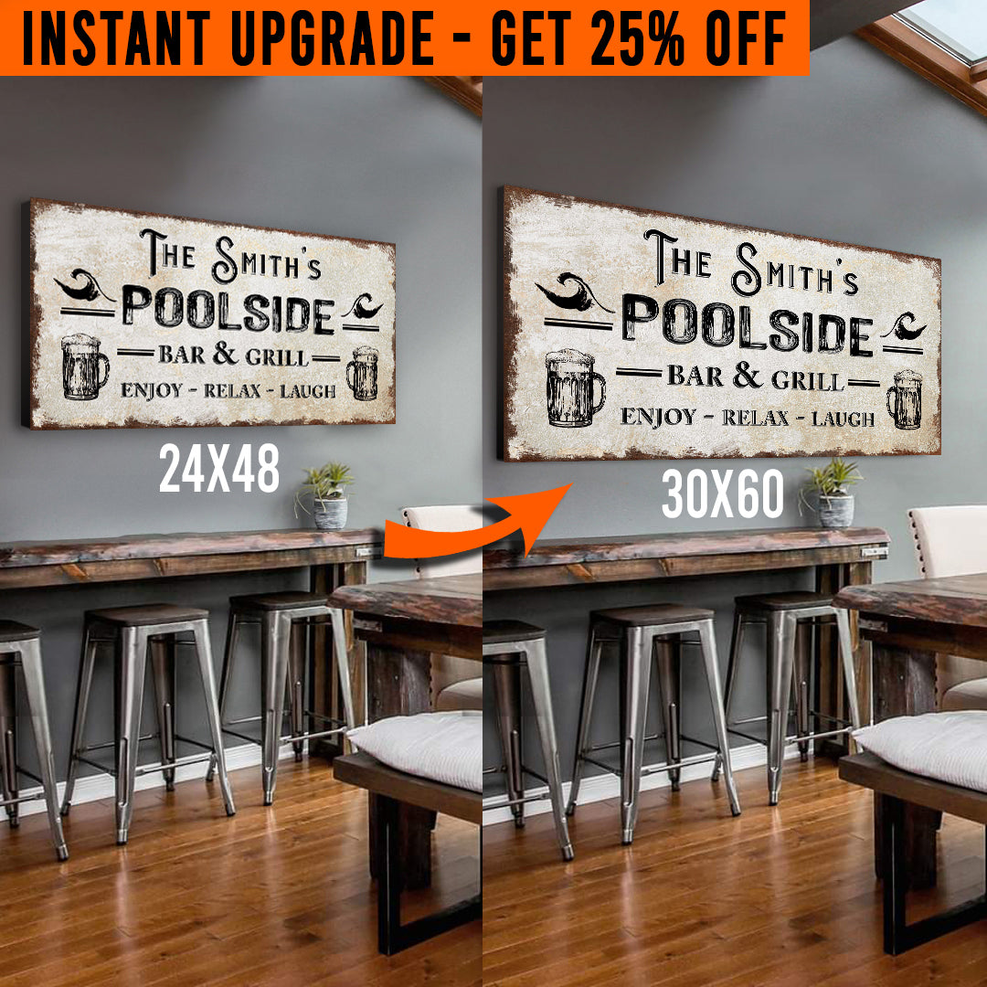 Upgrade Your 48x24 Inches 'Personalized Poolside Bar And Grill' (Style 1) Canvas To 60x30 Inches