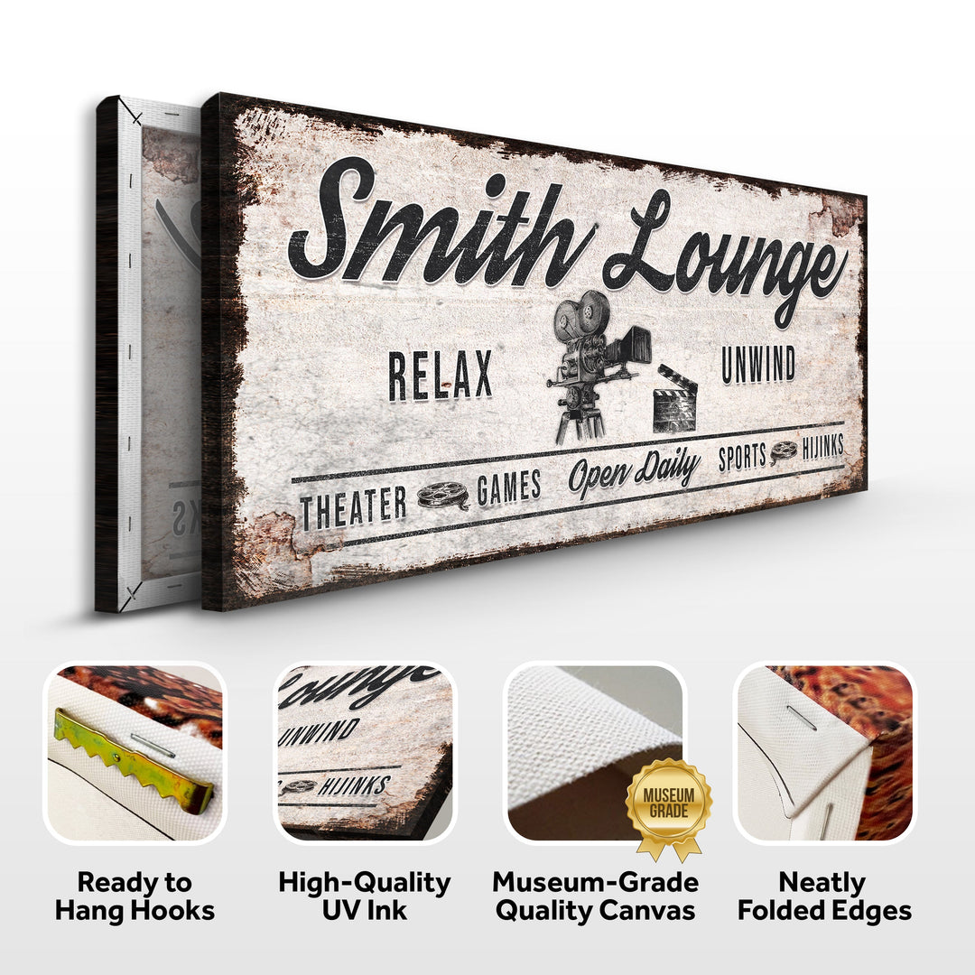 Relax Unwind Theatre Lounge Sign