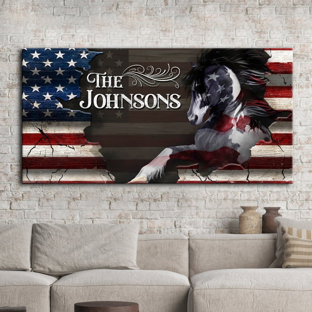Family Name Sign - American Horse Wall Art