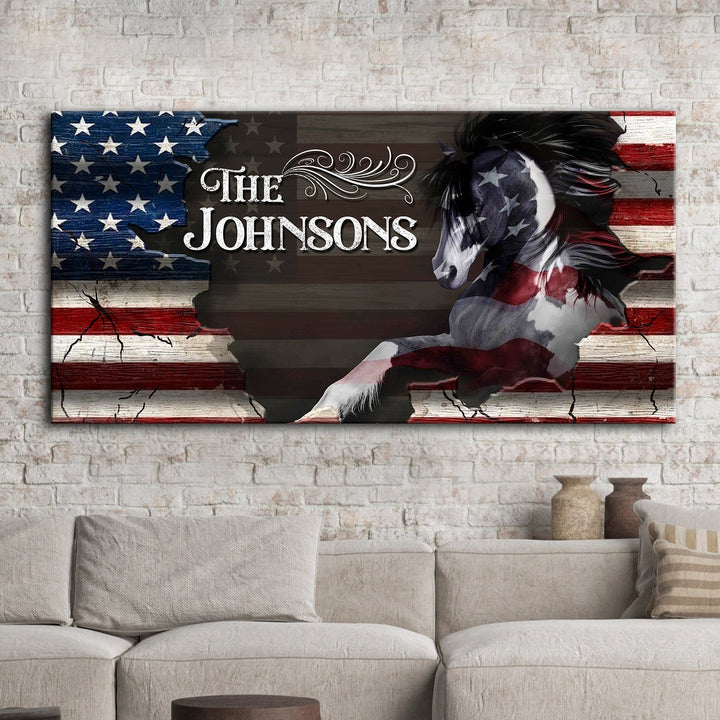 Family Name Sign - American Horse Wall Art