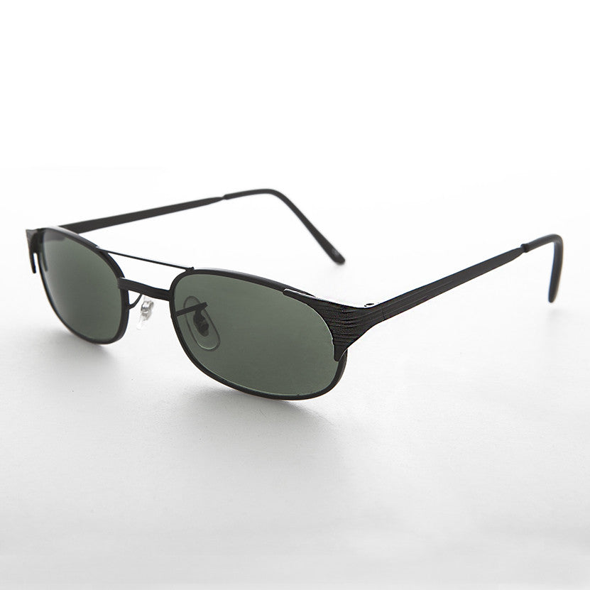 Narrow Rectangular Aviator Frame with Glass Lens - Poncho