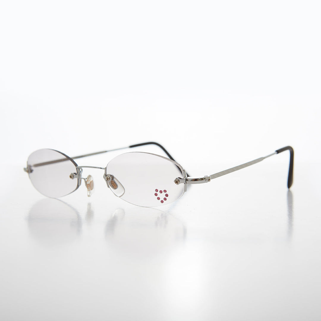 Micro Sunglass with Heart Rhinestone Accent - Primo