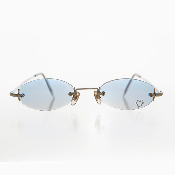 Micro Sunglass with Heart Rhinestone Accent - Primo