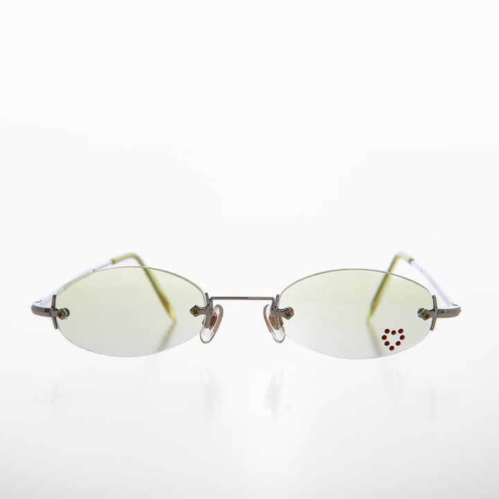 Micro Sunglass with Heart Rhinestone Accent - Primo