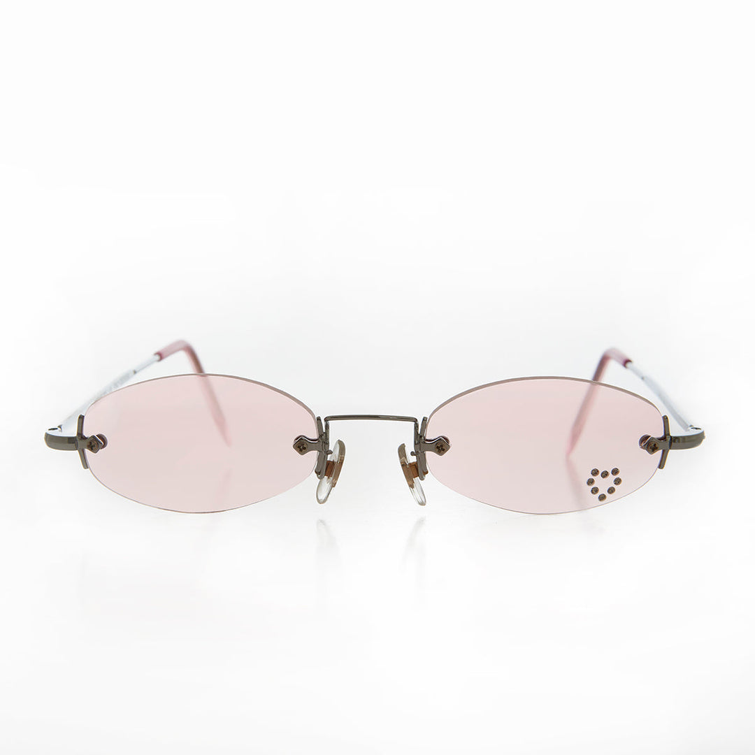 Micro Sunglass with Heart Rhinestone Accent - Primo